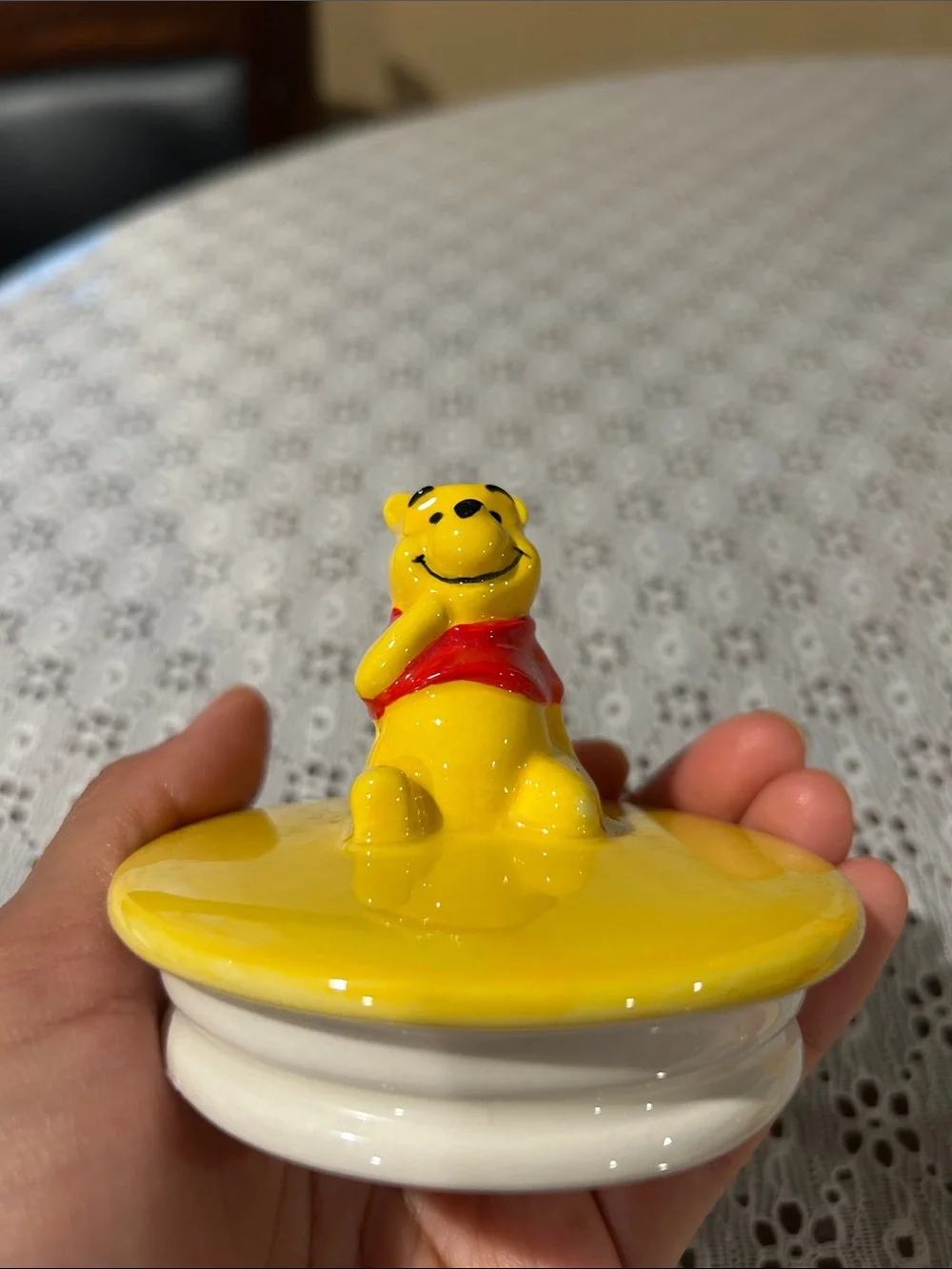 Winnie the Pooh Figurine Lid with Red Scarf
